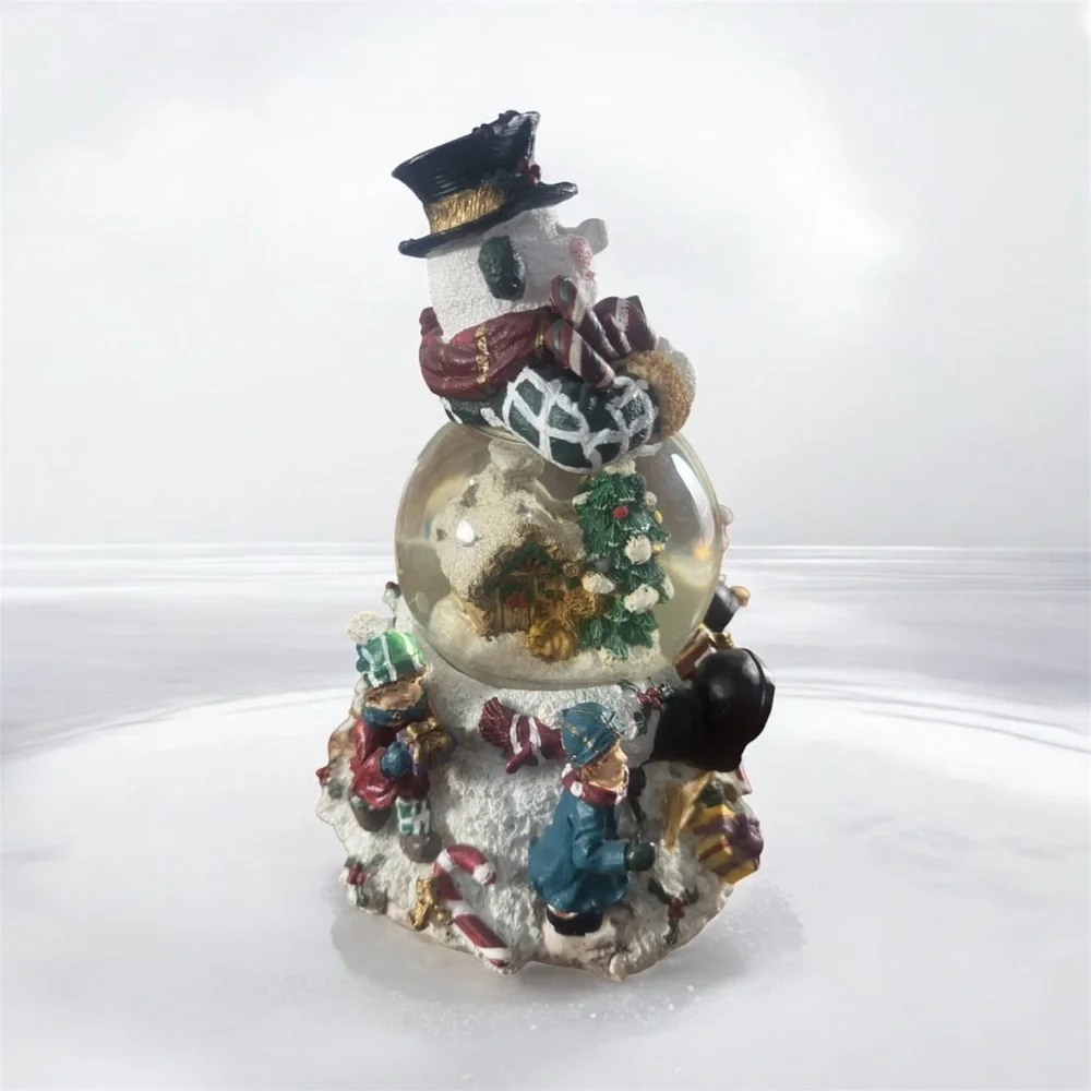 Vintage Snowman Waterball SnowGlobe Musical Motion Christmas Holiday Decor 10x5”